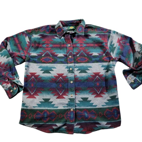 Cabela's Tops - Cabela's Flannel Shirt Womens Large Multicolor Long Sleeve Aztec Southwestern